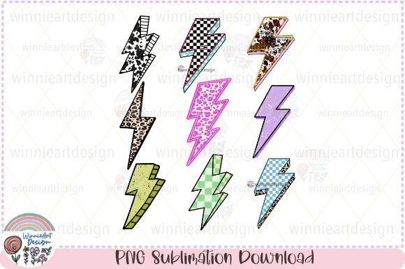 Colorful Checkered Lightning Bolt Summer Graphics