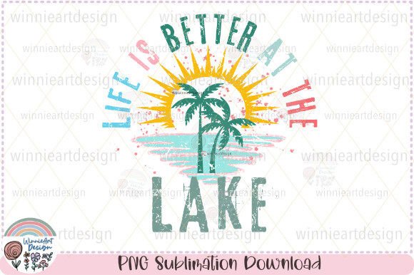 Life Is Better at the Lake Retro Summer Graphics